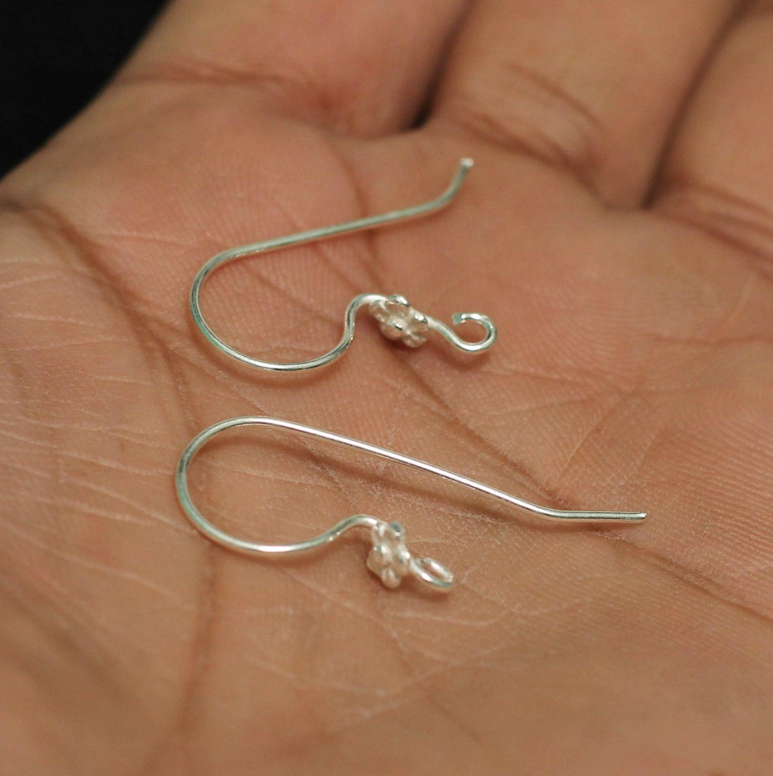 92.5 Sterling Silver Ear wire with Small Flower 21x18mm