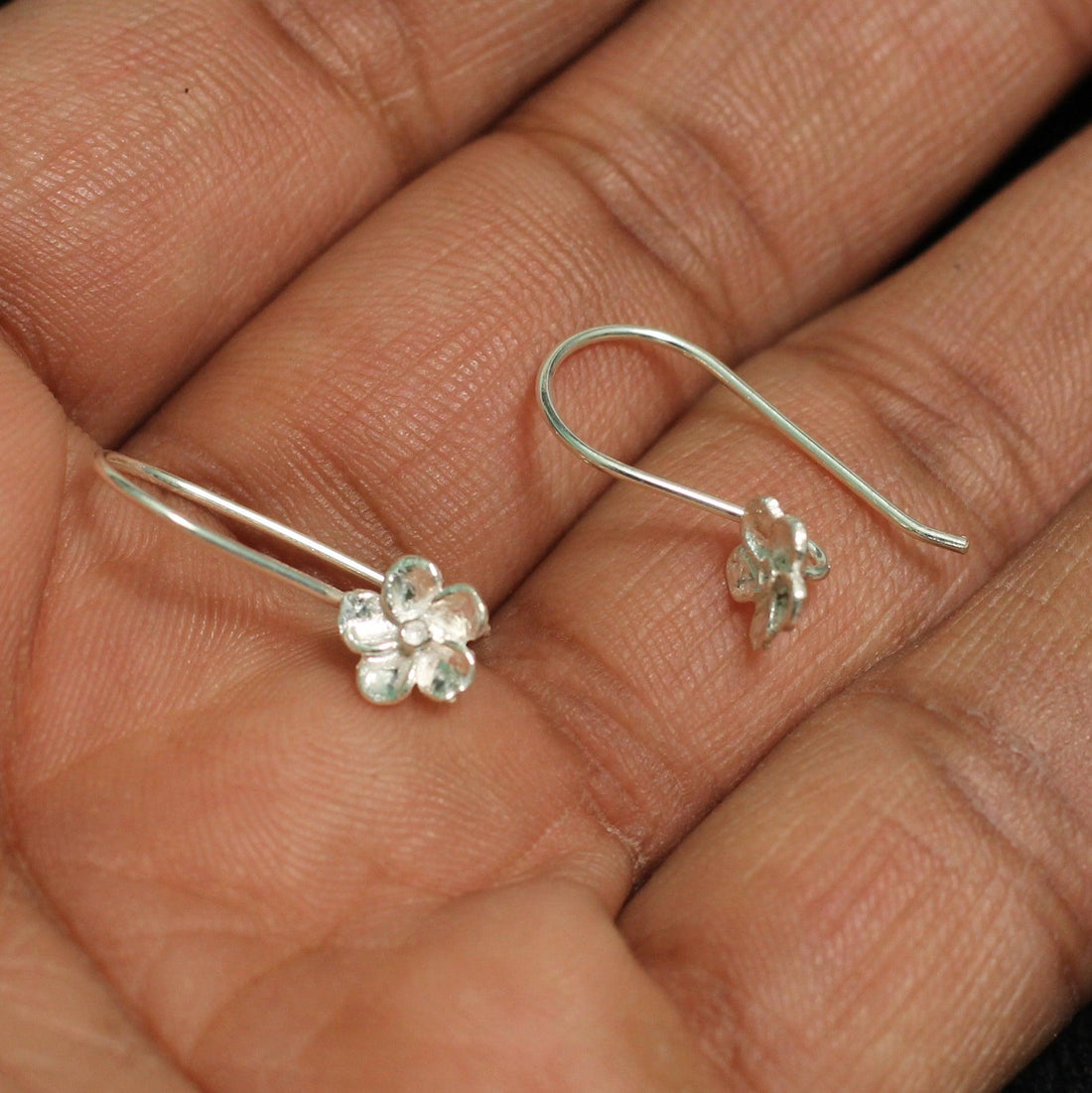 92.5 Sterling Silver Ear wire with Flower Petals 20x22mm