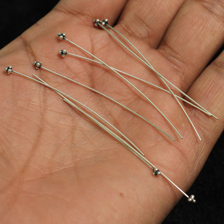 92.5 Sterling Silver 60mm Headpin with Flower OXIDIZED FINISH