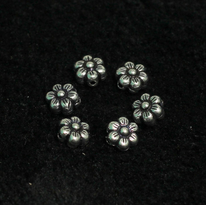 92.5 Sterling Silver Flower Spacer Bead 6x4mm