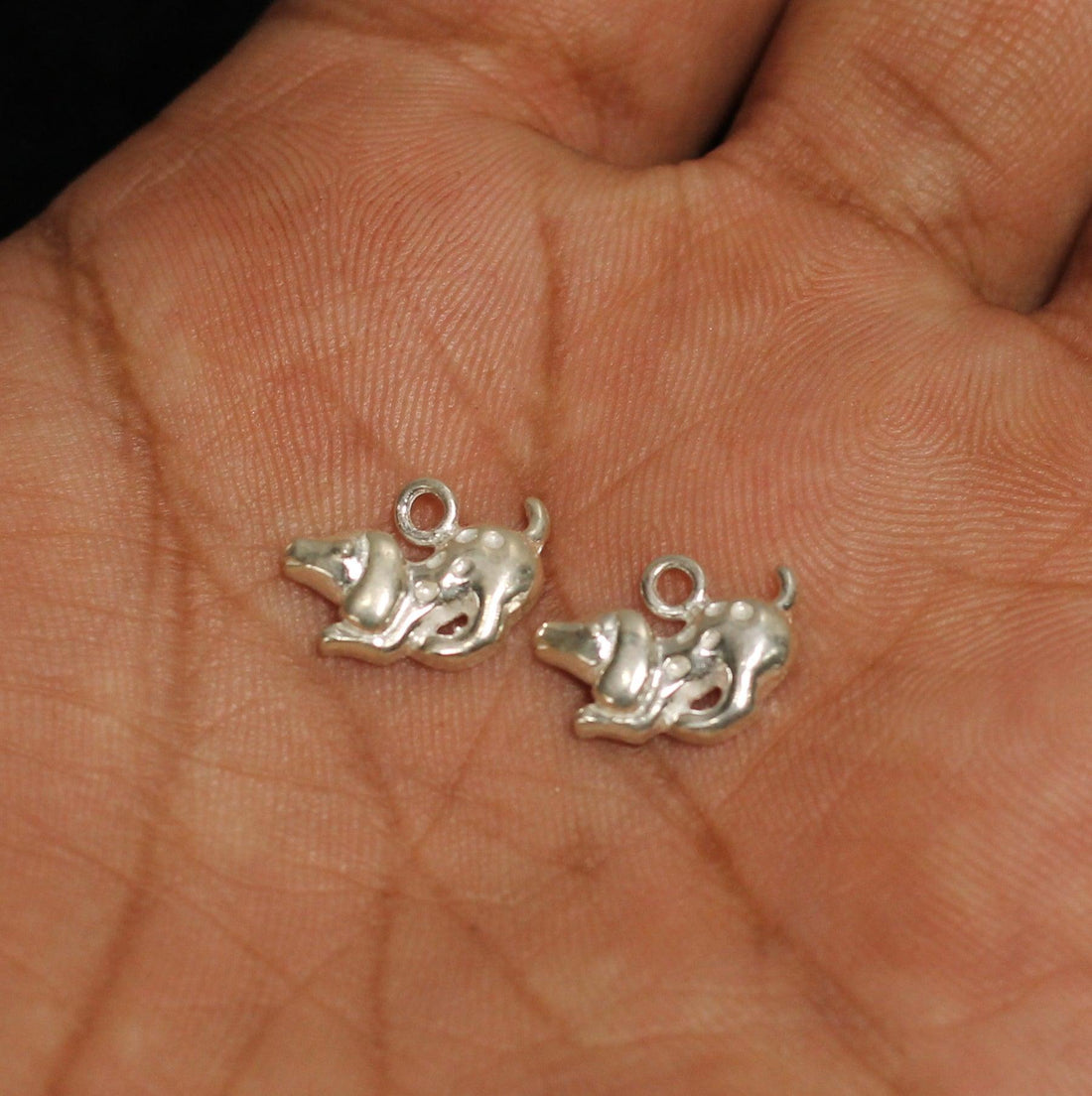 92.5 Sterling Silver Dog Charm 13x10mm