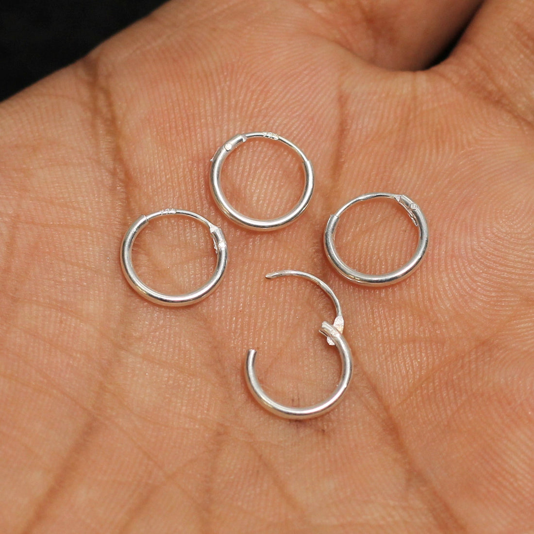 92.5 Sterling Silver Round Hoop Earrings