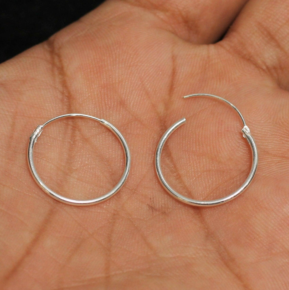 92.5 Sterling Silver Round Hoop Earrings