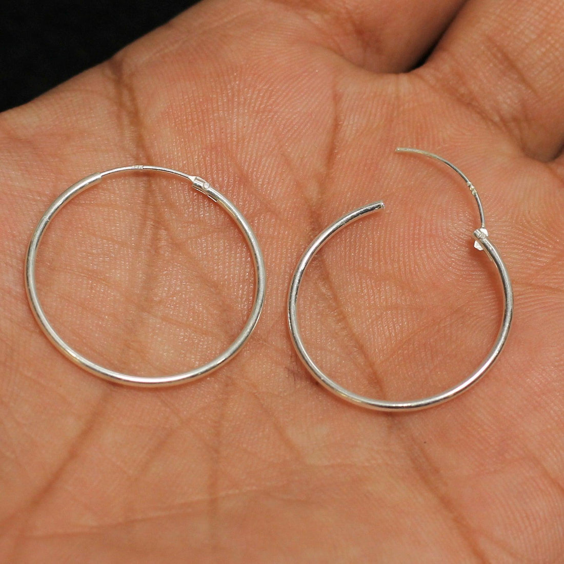 92.5 Sterling Silver Round Hoop Earrings