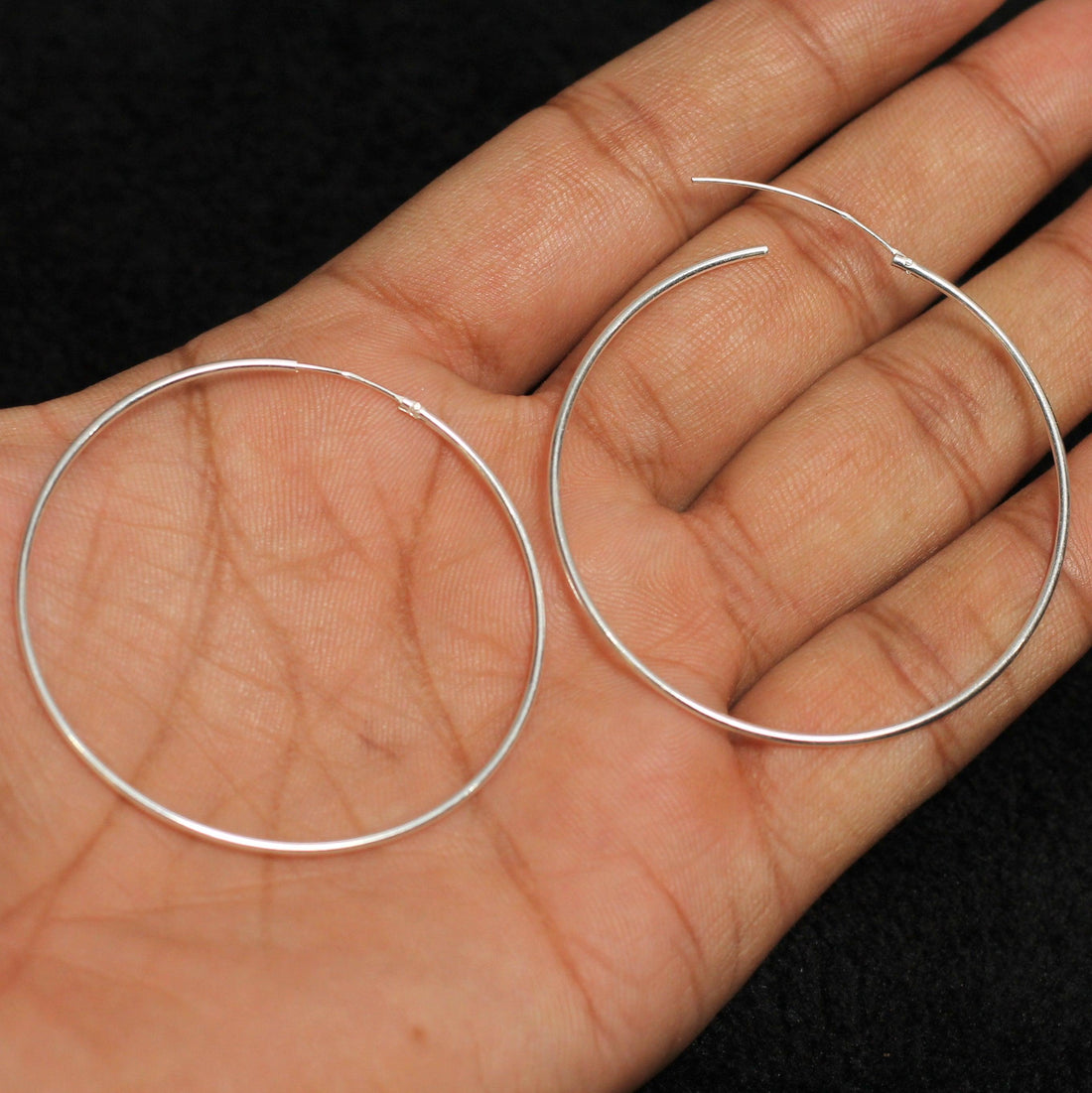 92.5 Sterling Silver Round Hoop Earrings