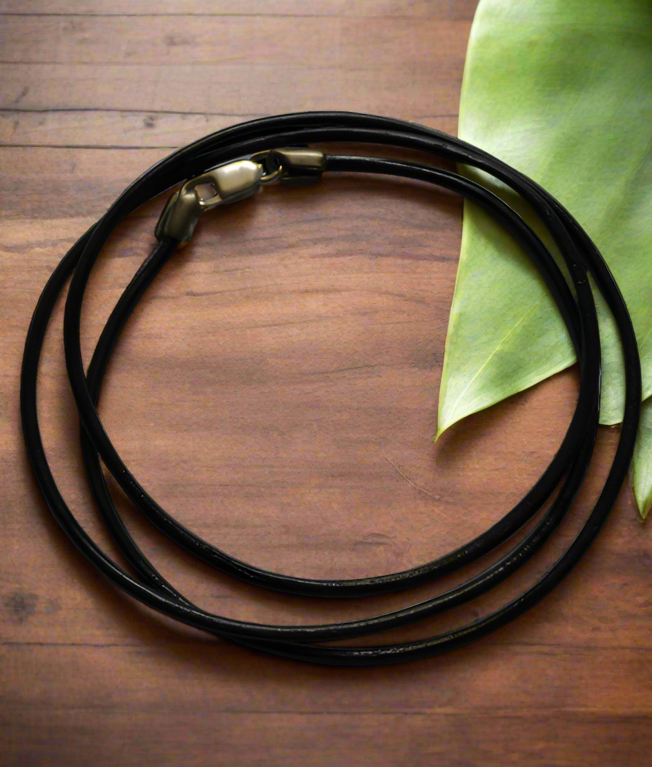 92.5 Sterling Silver Leather Cord Necklace 70 Cms