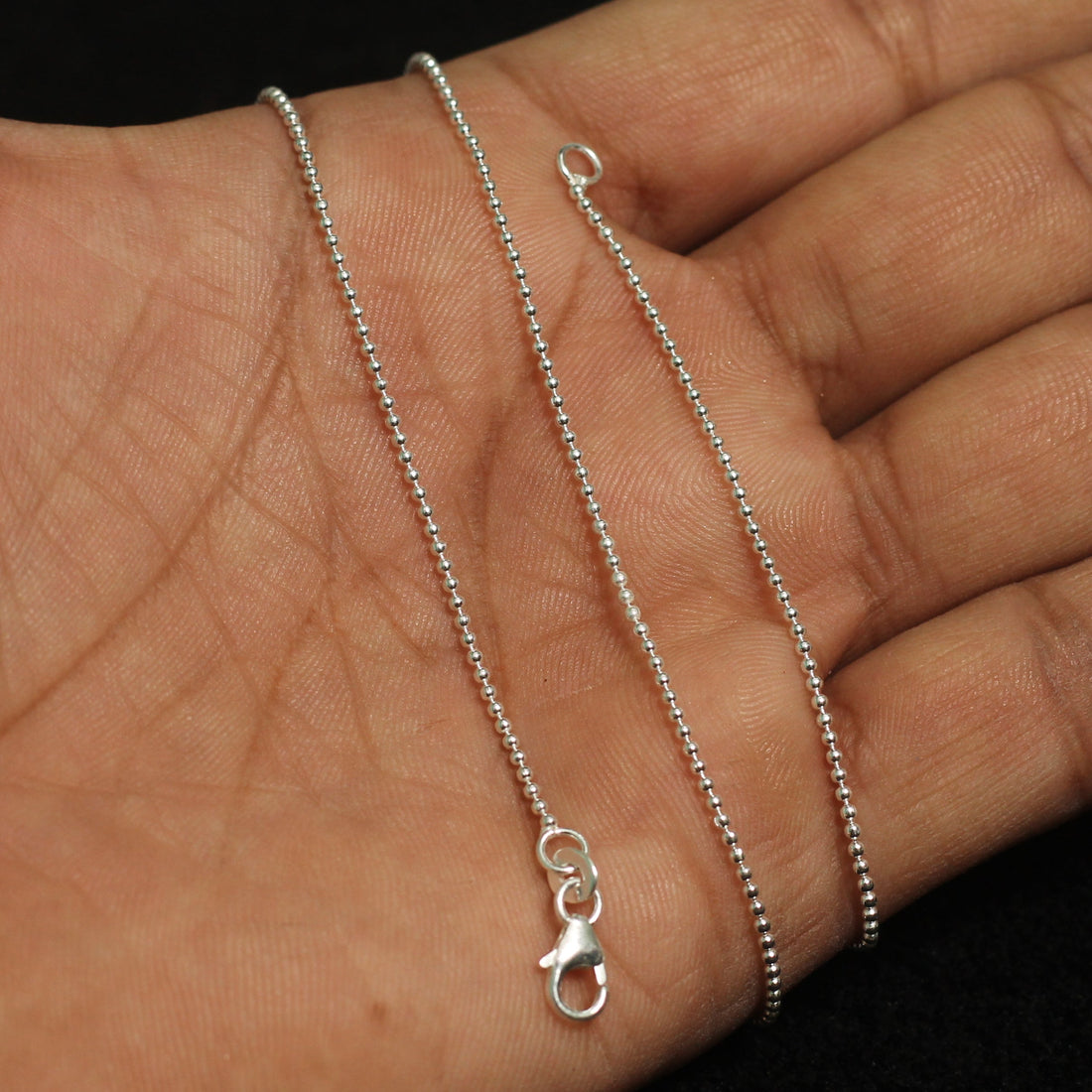 92.5 Sterling Silver 1.2mm Faceted Ball Chain