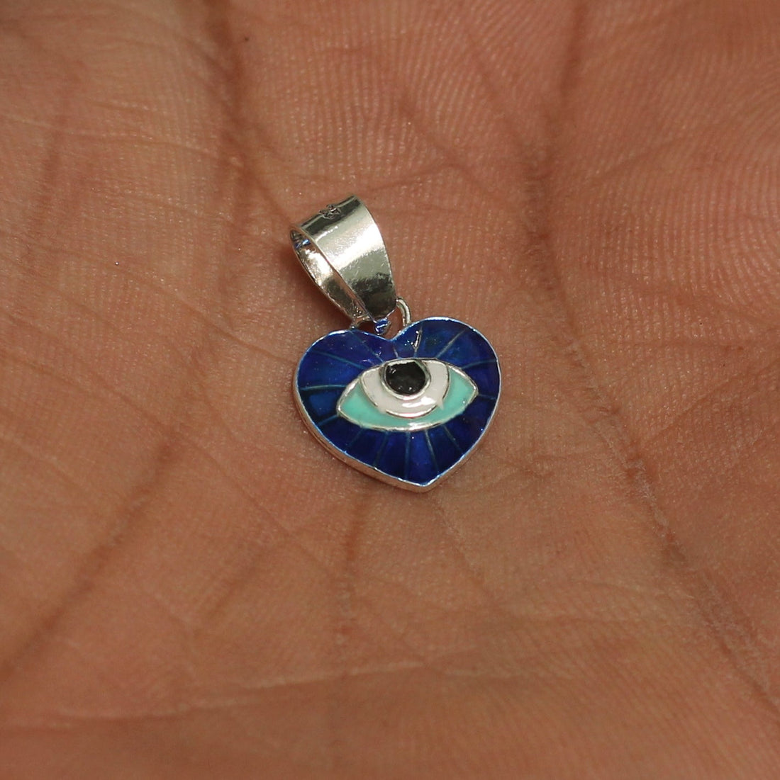 12x12mm, 92.5 Sterling Silver Evil Eye Heart Charms