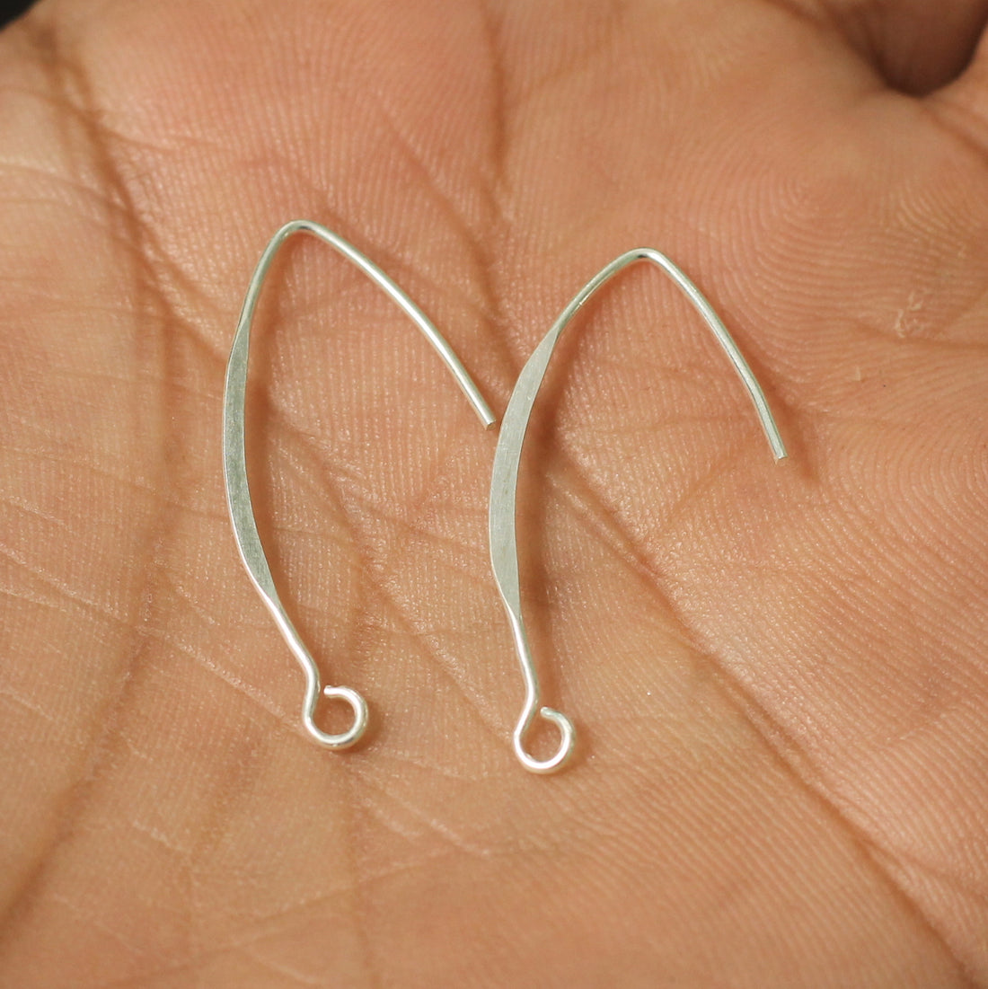 Sterling Silver Curved Flat Earwire 30x15mm