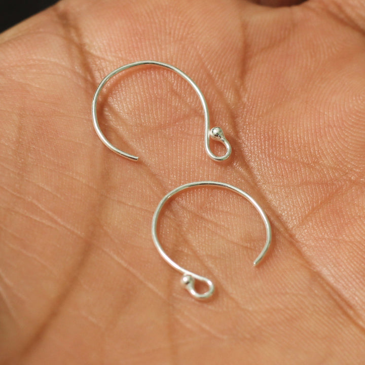 Sterling Silver Rounded Earwire with Ball 15mm