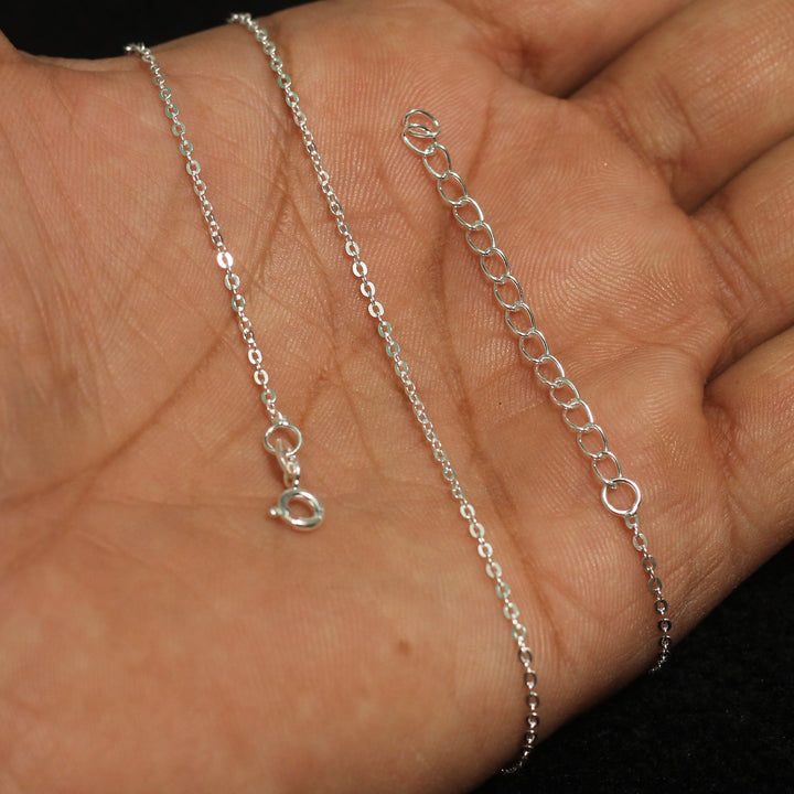 Sterling Silver Flat Link Chain-45 Cms